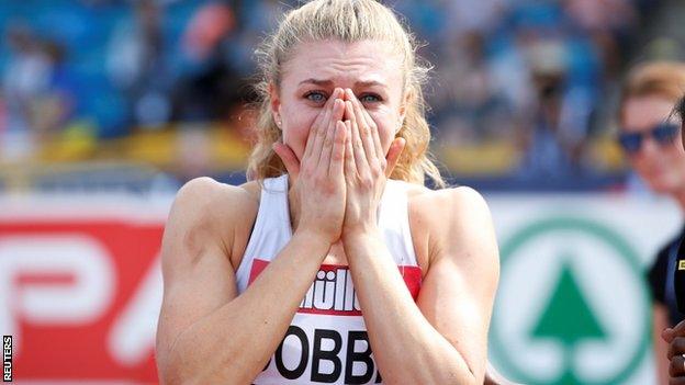 Beth Dobbin is shocked after winning the British 200m title