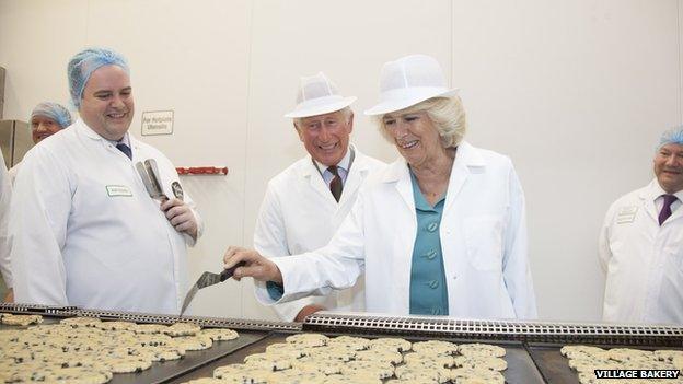 The Prince of Wales and Duchess of Cornwall visit the Village Bakery in Wrexham