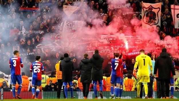 Basel fans brought plenty of colour and noise to Etihad Stadium