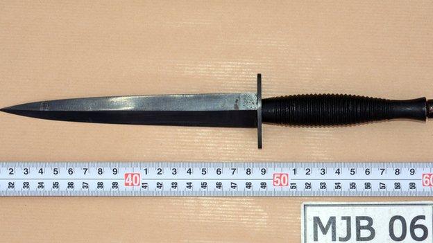 West Yorkshire Police handout photo of a knife that was presented in evidence during the trial of Thomas Mair