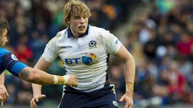 Jonny Gray in action for Scotland against France