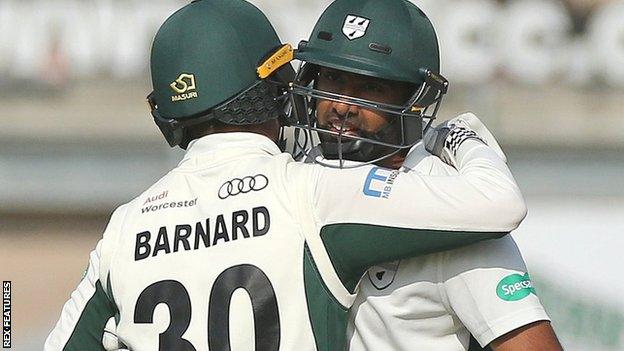 Worcestershire's Ravichandran Ashwin and Ed Barnard