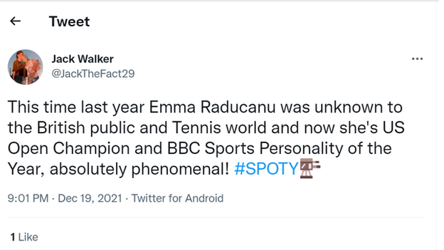 Tweets congratulating Emma Raducanu