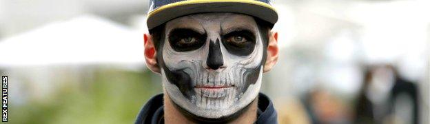 Verstappen wearing Day of the Dead facepaint at the Mexican Grand Prix