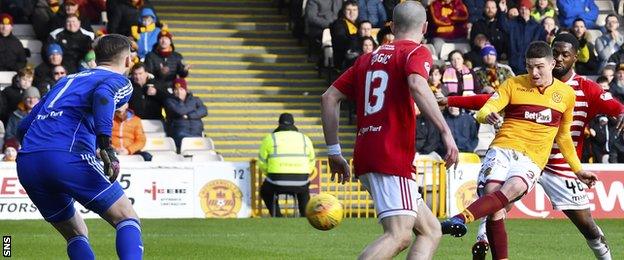 Jake Hastie scores to make it 3-0 to Motherwell