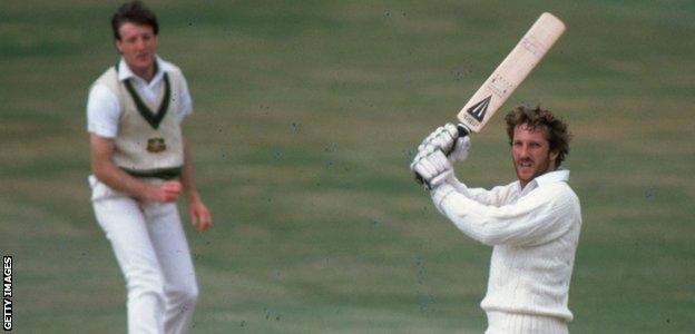 Ian Botham bats in 1981