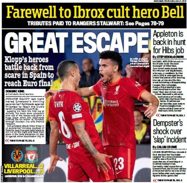 The back page of the Scottish Daily Mail 040522