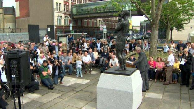 Crowds of people gathered for the unveiling ceremony on Thursday