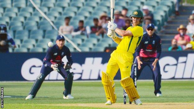 Australia's Travis Head hits a shot during his 96 in victory over England