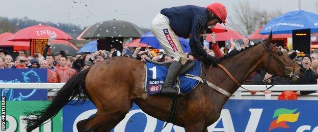 Bobs Worth crosses the line to win the 2013 Cheltenham Gold Cup