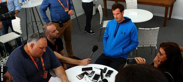 Murray talks to the media in Miami