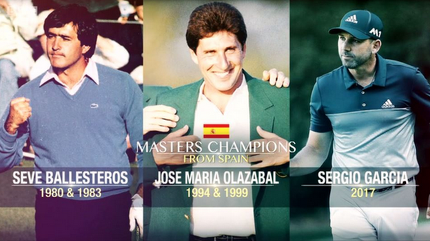 Seve Ballesteros, Jose Maria Olazabal and Sergio Garcia