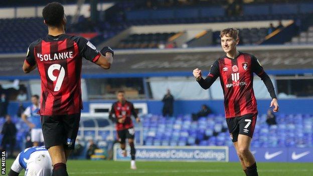 David Brooks celebrates a goal