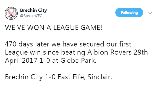Brechin City fans' page tweet