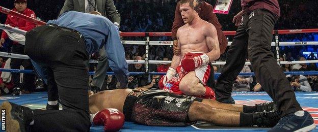 Canelo refused to celebrate victory until he was sure his opponent was OK after the knockout