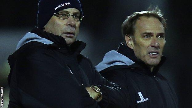 Woking manager Garry Hill and assistant manager Steve Thompson