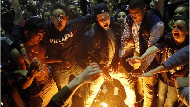 Villanova fans celebrate into the night