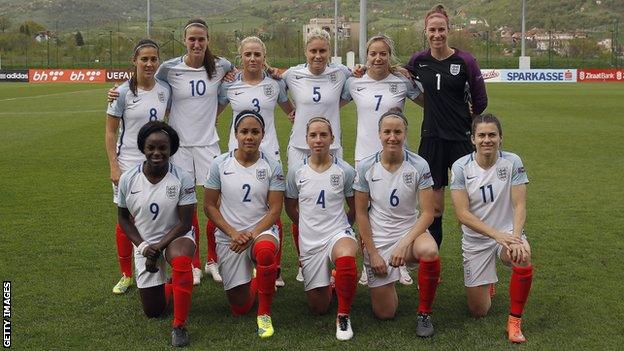 Eniola Aluko and the England women squad