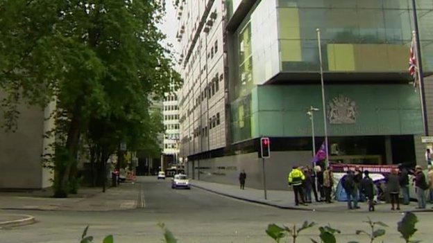 Homeless protest outside justice centre