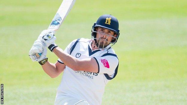 Will Rhodes in action for Warwickshire against Yorkshire