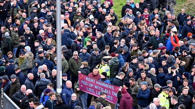 West Ham fans protest against their owners