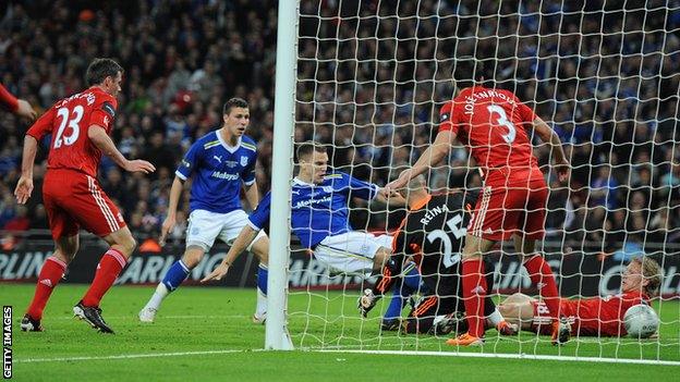 Ben Turner scoring against Liverpool