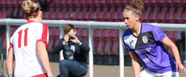 Glasgow City's Nicola Docherty launches an attack in her side's 3-0 win away to Spartans