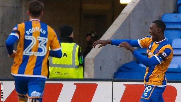 On-loan Crystal Palace striker Freddie Ladapo was one of three Shrewsbury players making their home debut