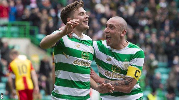 Celtic's James Forrest and Scott Brown