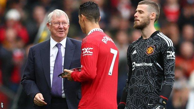 Sir Alex Ferguson, Cristiano Ronaldo and David de Gea