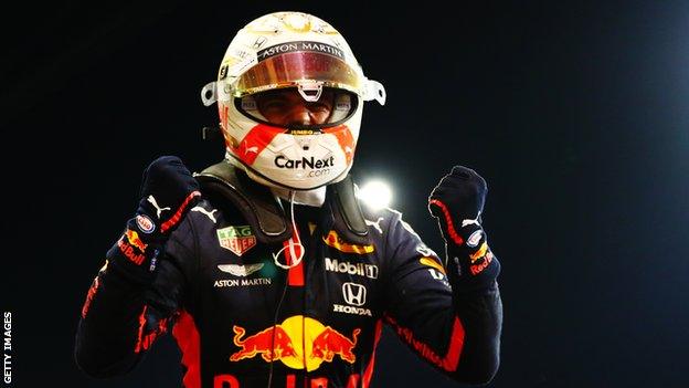 Max Verstappen fist pumps in celebration