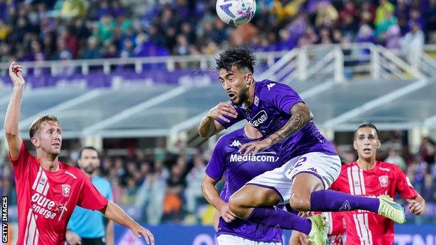 Fiorentina winger Nicolas Gonzalez in action against Twente