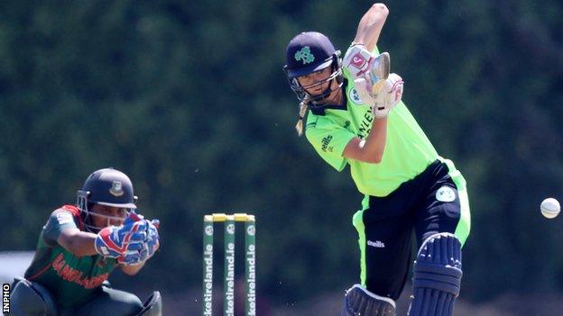 Gaby Lewis in action for Ireland against Bangladesh in 2018