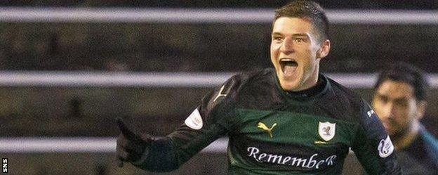 Raith Rovers' Ross Callachan celebrates his goal