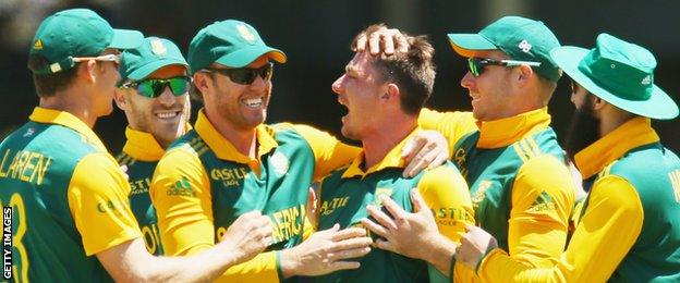 Dale Steyn celebrates a wicket