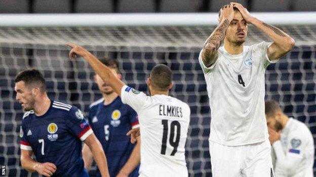 Israel midfielder Nir Bitton shows his frustration