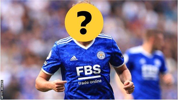 A Leicester player with a question mark hiding his face
