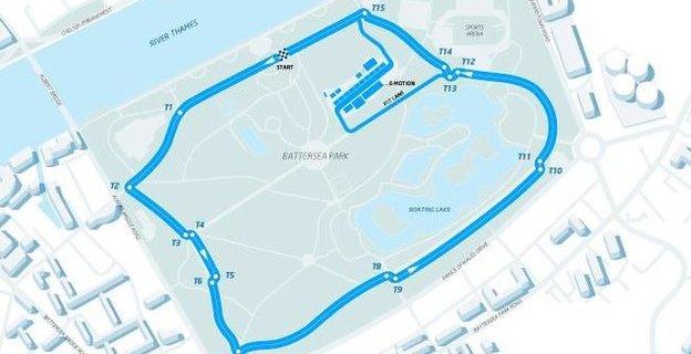 Route for Formula E race in Battersea