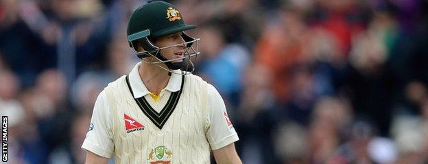 Adam Voges leaves the field after being dismissed