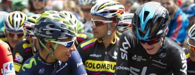 Nairo Quintana (left) and Chris Froome