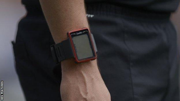 Match officials wear a wristwatch which confirms whether the goal has been scored