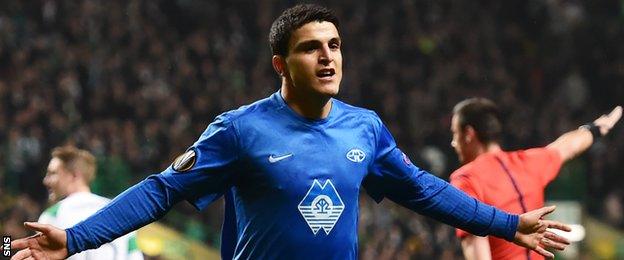 Molde's Mohamed Elyounoussi celebrates scoring against Celtic