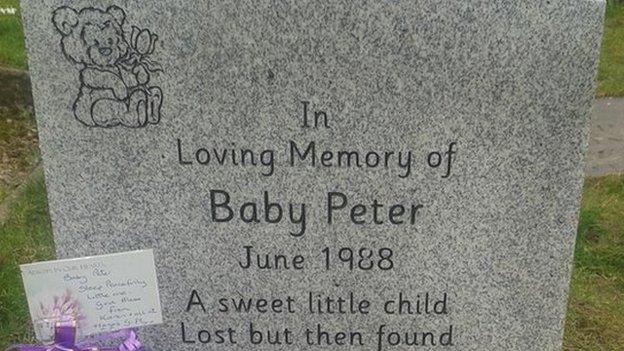 The headstone for Baby Peter