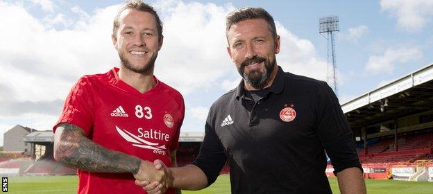 Stevie May and Aberdeen manager Derek McInnes