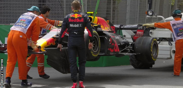 Max Verstappen crashes