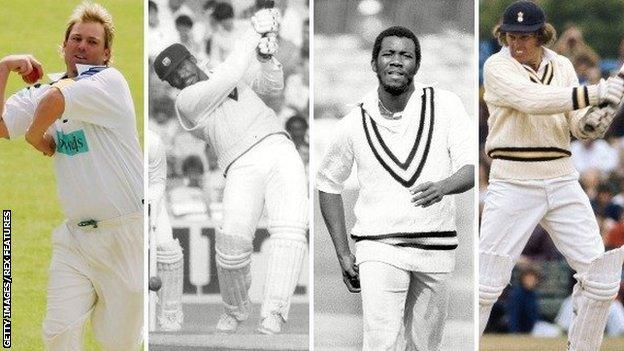 Shane Warne, Sir Gordon Greenidge, Malcolm Marshall and Barry Richards (left to right)