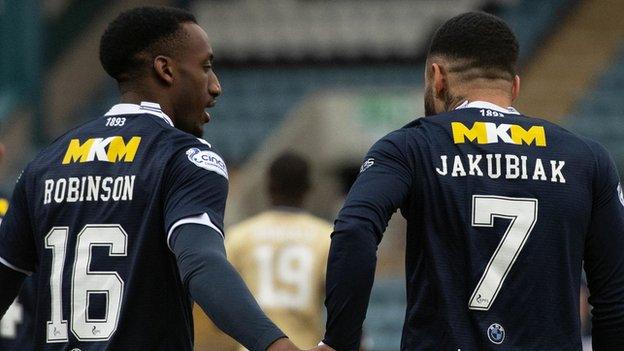 Zach Robinson, left, and Alex Jakubiak, right, both netted in the space of two minutes for Dundee