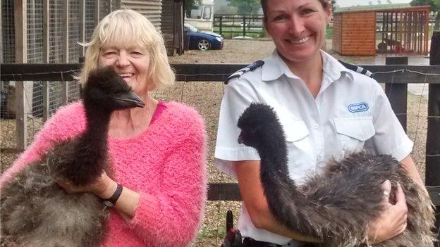 Anne-Marie Kirby with Mathilda and RSPCA inspector Jane Folly with Monty