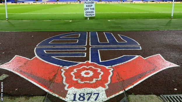 Bolton Wanderers general view of badge at Macron Stadium