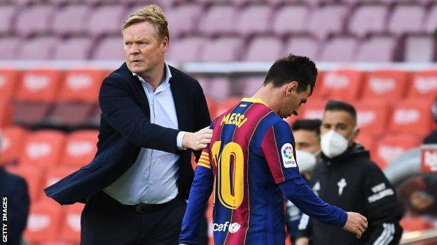 Ronald Koeman and Lionel Messi